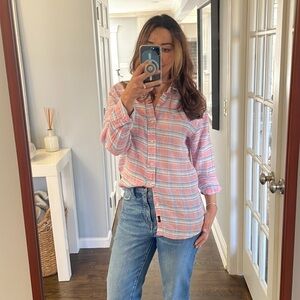 Faherty Linen Shirt Pink Plaid